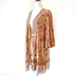 Knox Rose Gold Rust Orange Floral Boho Duster Kimono Top